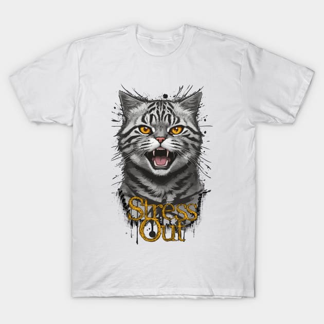 Stress Out Cat T-Shirt by PetODesigns